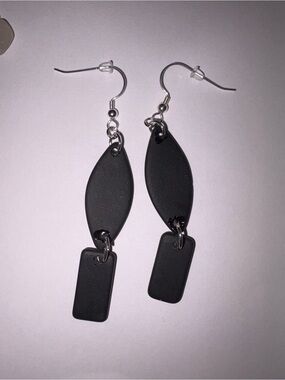 Handmade Black glass earrings